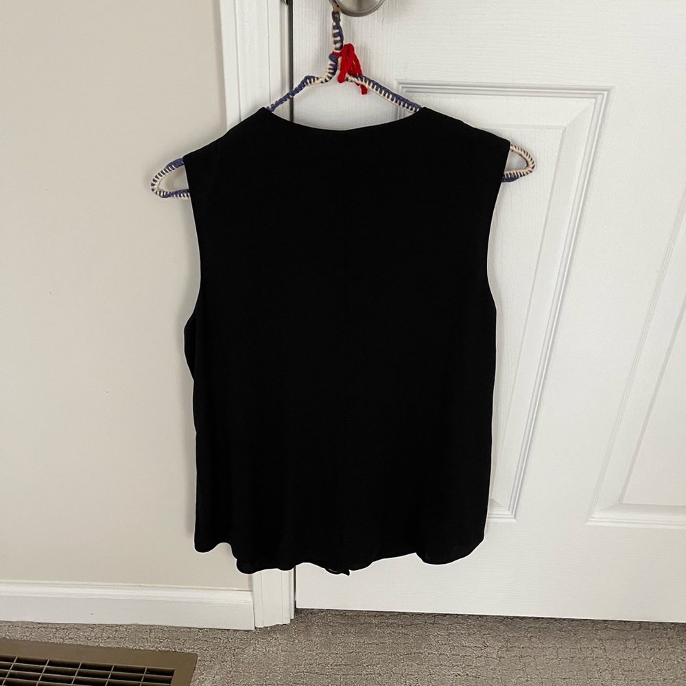 White House Black Market V-Neck Black Blouse Sleeveless - Picture 5 of 10